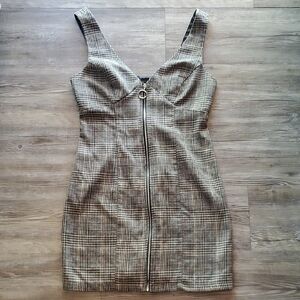 Forever 21 Checkered Zip-Front Mini Dress